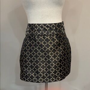 Bitten by Sarah Jessica Parker Black and Gold Patterned Mini Skirt
